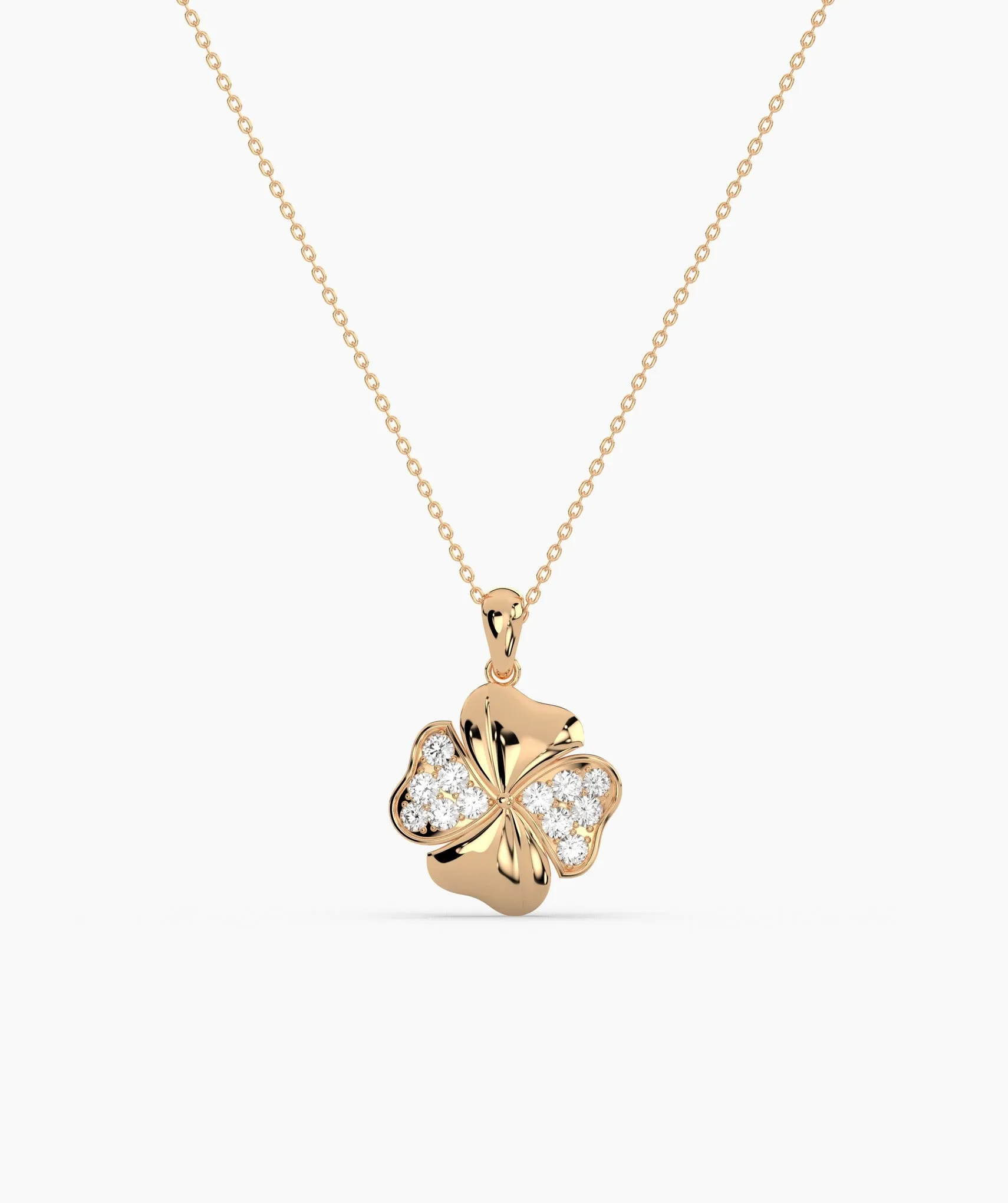 Elegant Clover Necklace in Gold & Diamonds