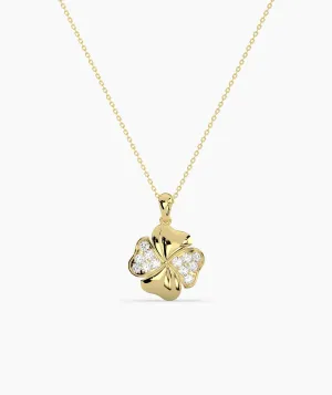 Elegant Clover Necklace in Gold & Diamonds