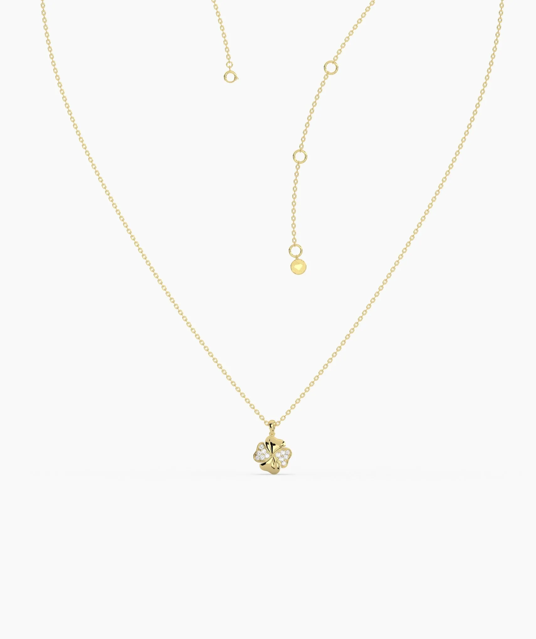 Elegant Clover Necklace in Gold & Diamonds