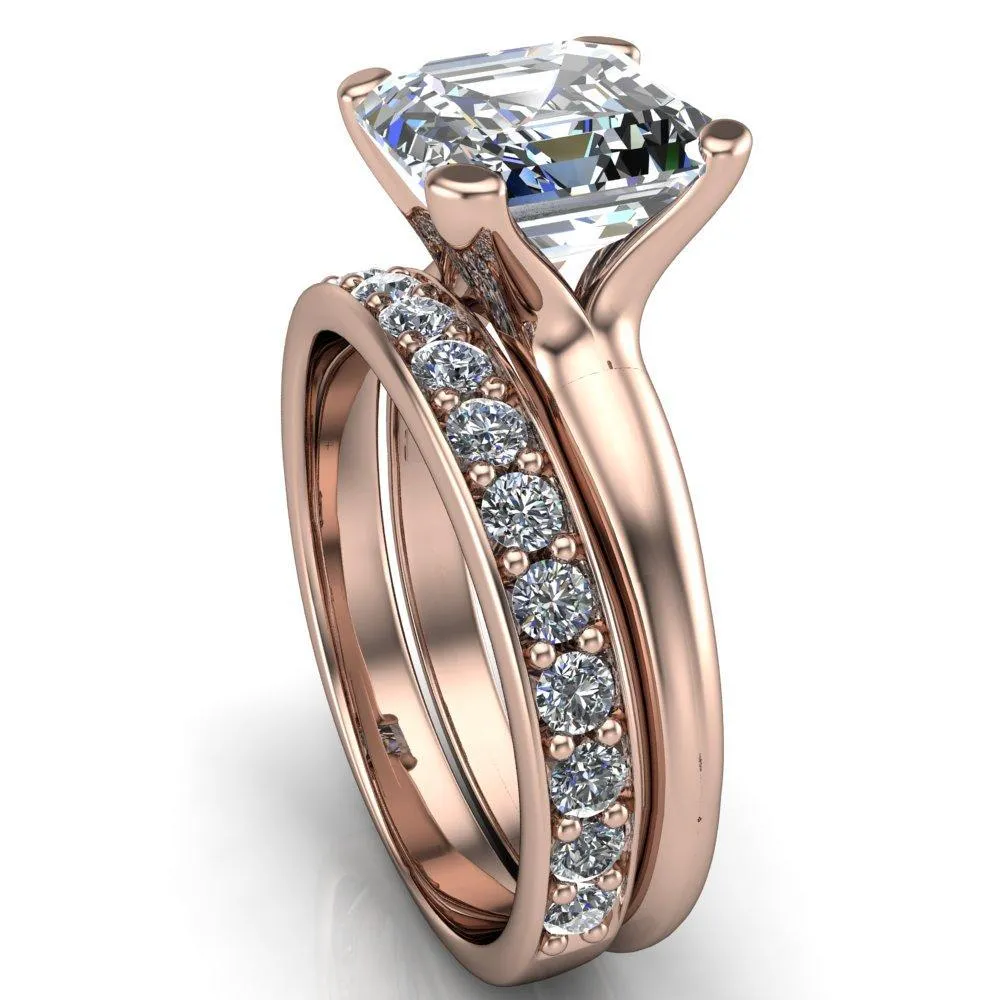 Embassy Asscher Moissanite 4 Prong Comfort Band Engagement Ring
