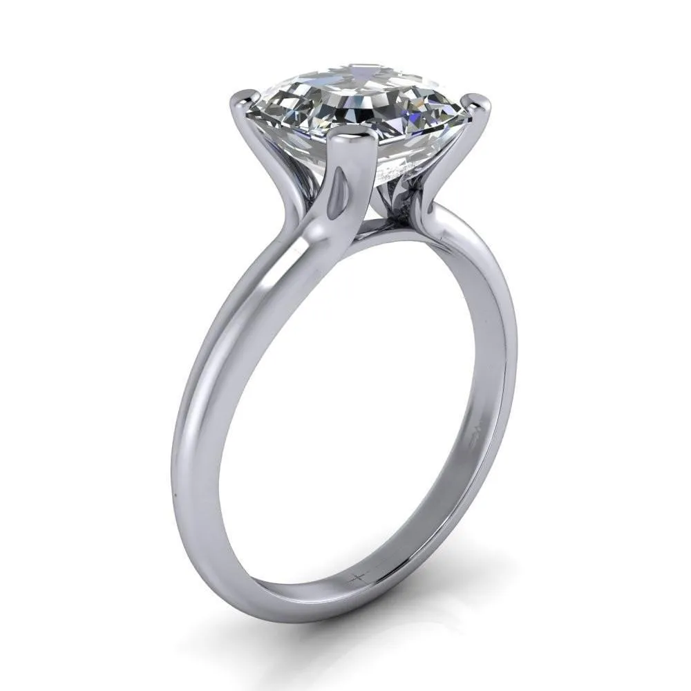 Embassy Asscher Moissanite 4 Prong Comfort Band Engagement Ring