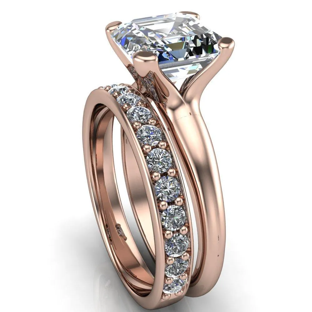 Embassy Asscher Moissanite 4 Prong Comfort Band Engagement Ring