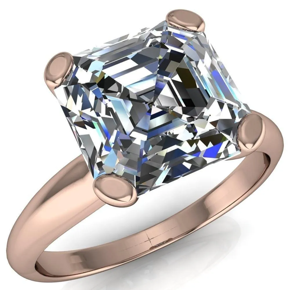 Embassy Asscher Moissanite 4 Prong Comfort Band Engagement Ring