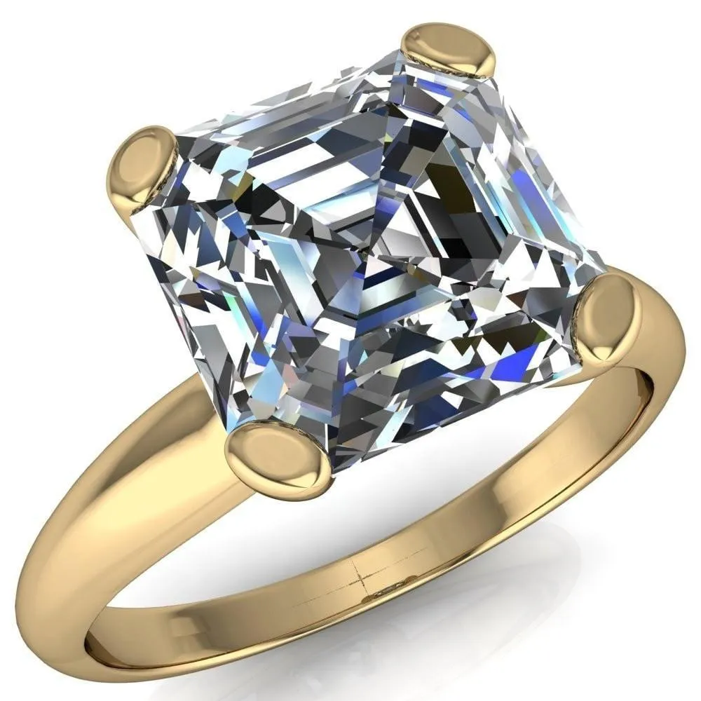 Embassy Asscher Moissanite 4 Prong Comfort Band Engagement Ring