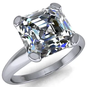 Embassy Asscher Moissanite 4 Prong Comfort Band Engagement Ring