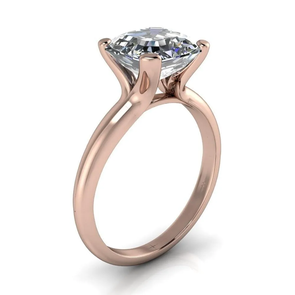 Embassy Asscher Moissanite 4 Prong Comfort Band Engagement Ring