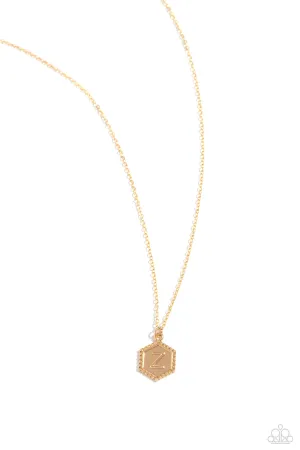 Emblematic Elegance - Gold - Z - Initial Pendant Paparazzi Short Necklace