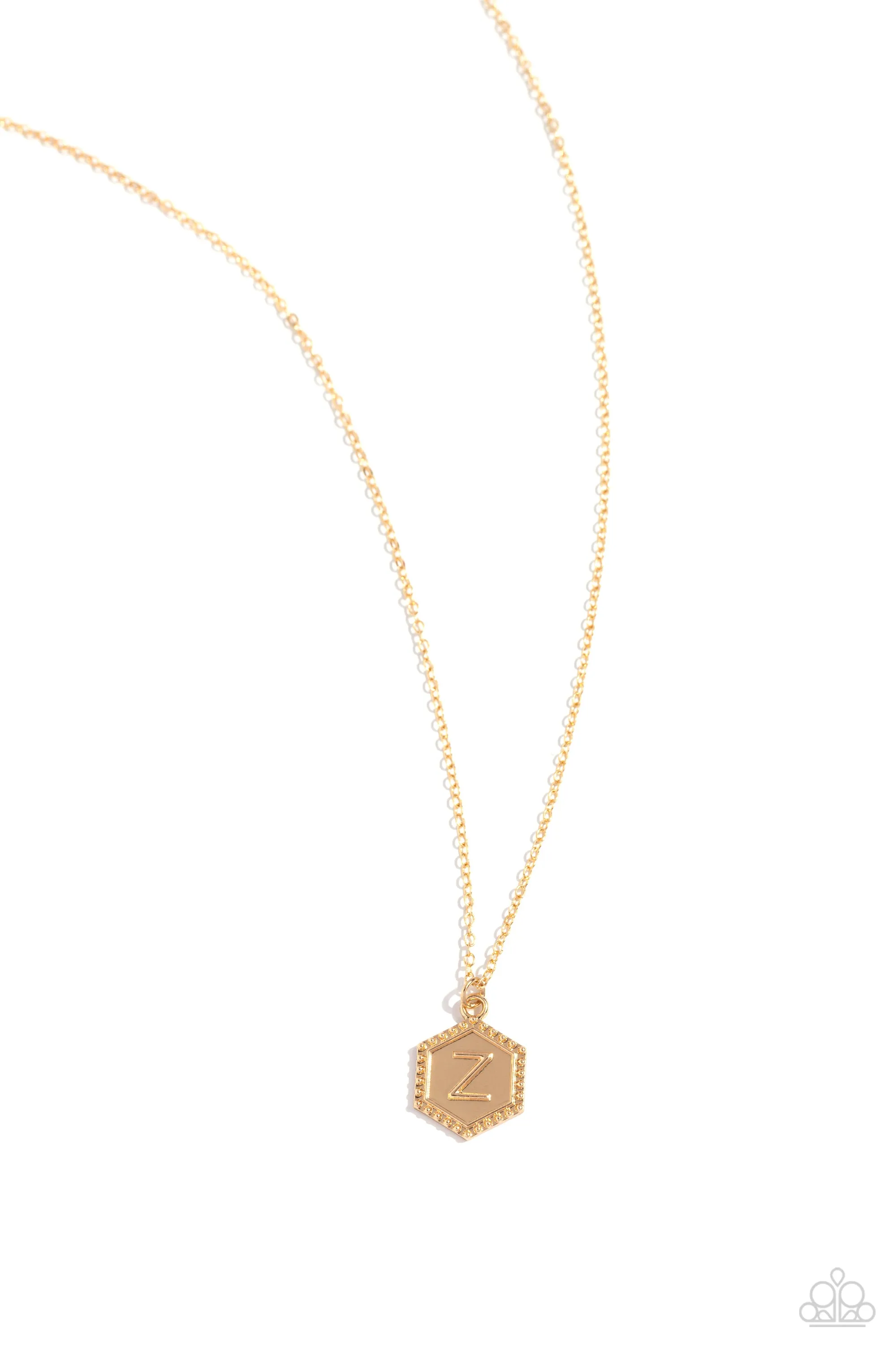 Emblematic Elegance - Gold - Z - Initial Pendant Paparazzi Short Necklace