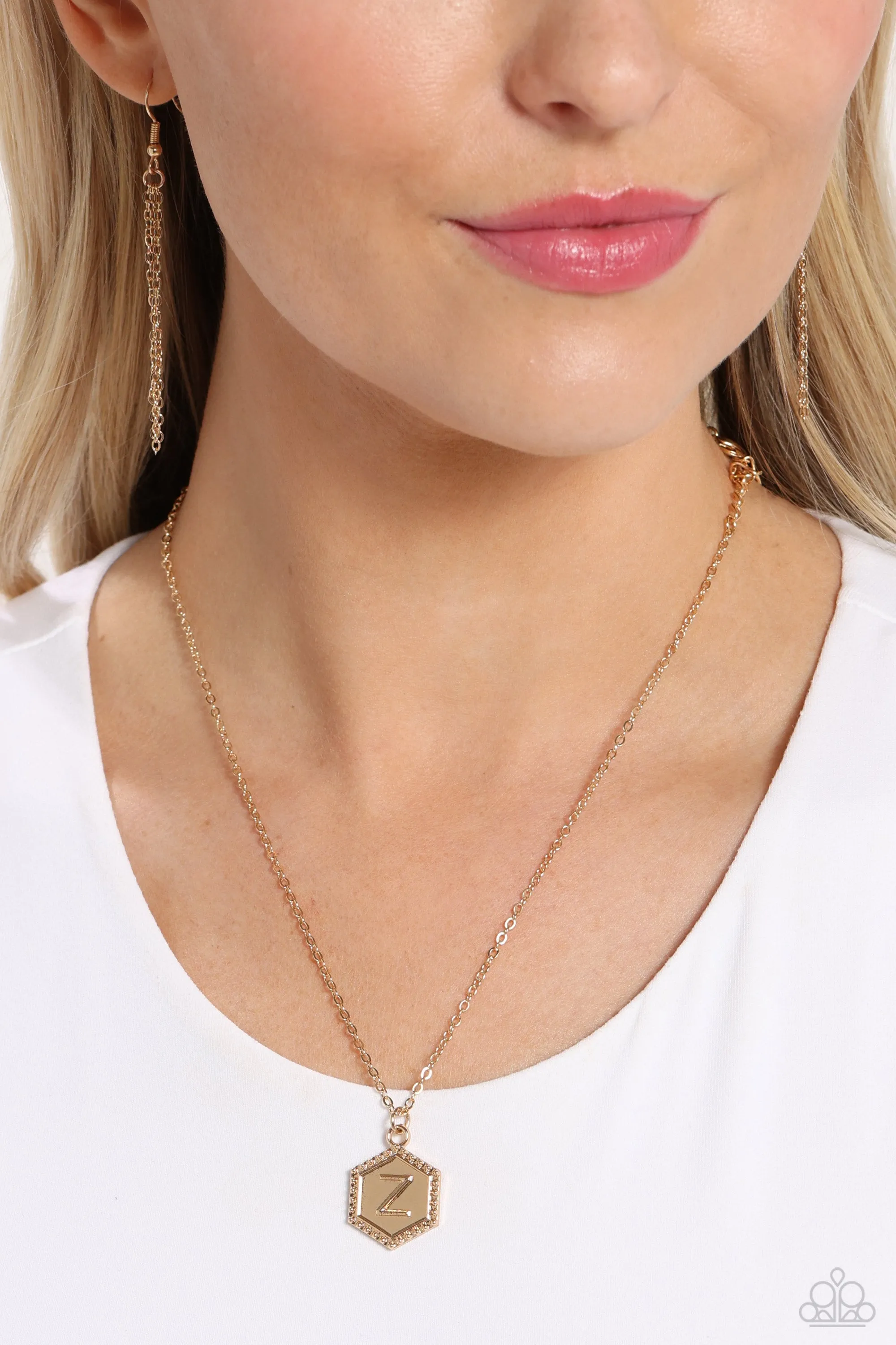 Emblematic Elegance - Gold - Z - Initial Pendant Paparazzi Short Necklace