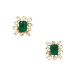Emerald & Diamond Stud Earrings
