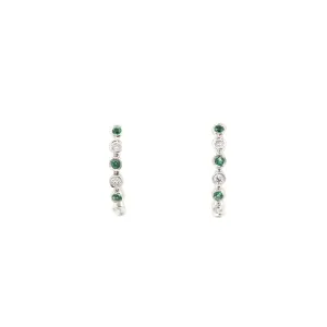 Emerald and Diamond Bezel Set Hoop Style Earrings
