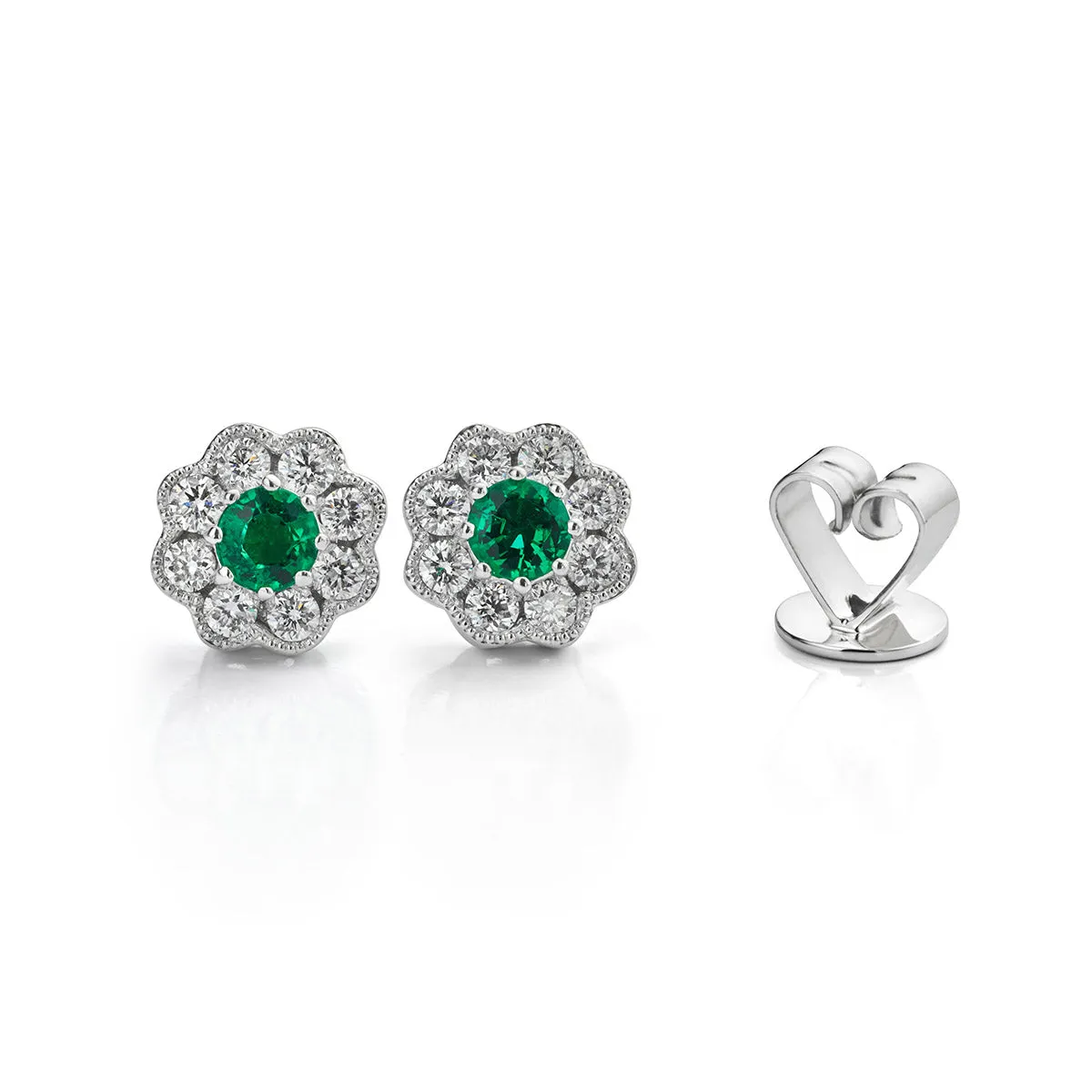 Emerald and Diamond Cluster Earrings