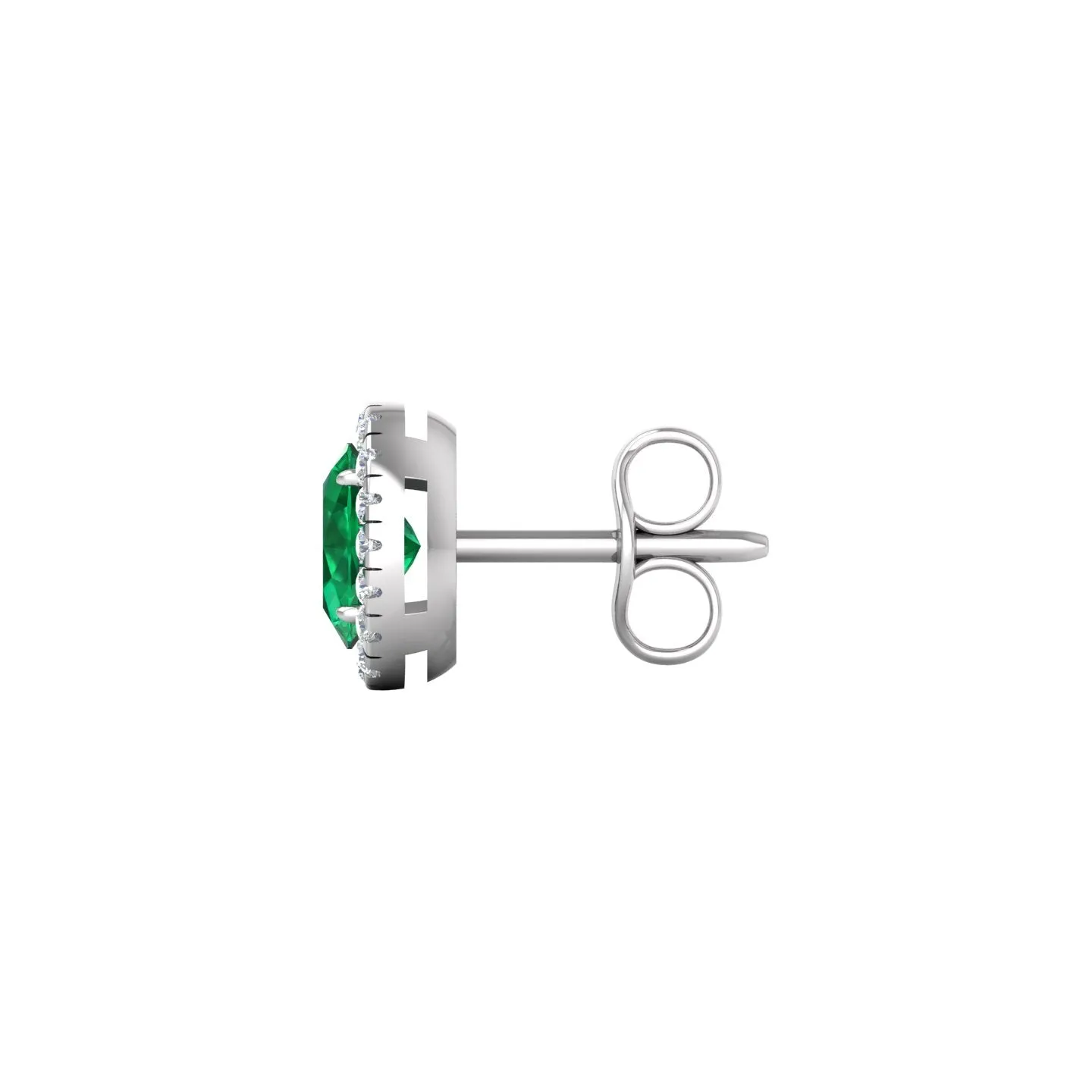 Emerald and Diamond Halo Stud Earrings