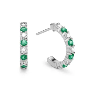 Emerald and Diamond Huggie Earrings