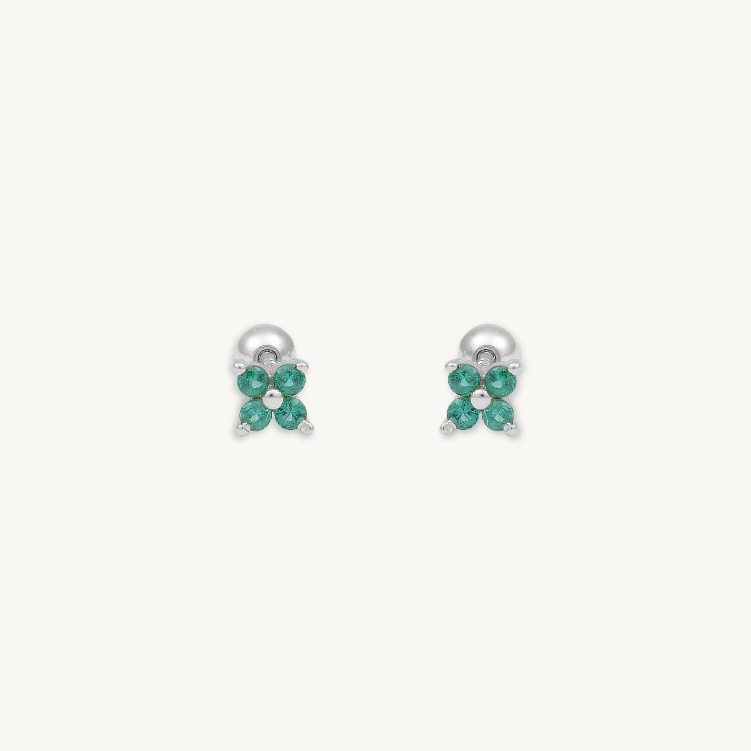Emerald Clover Barbell Cartilage Earrings
