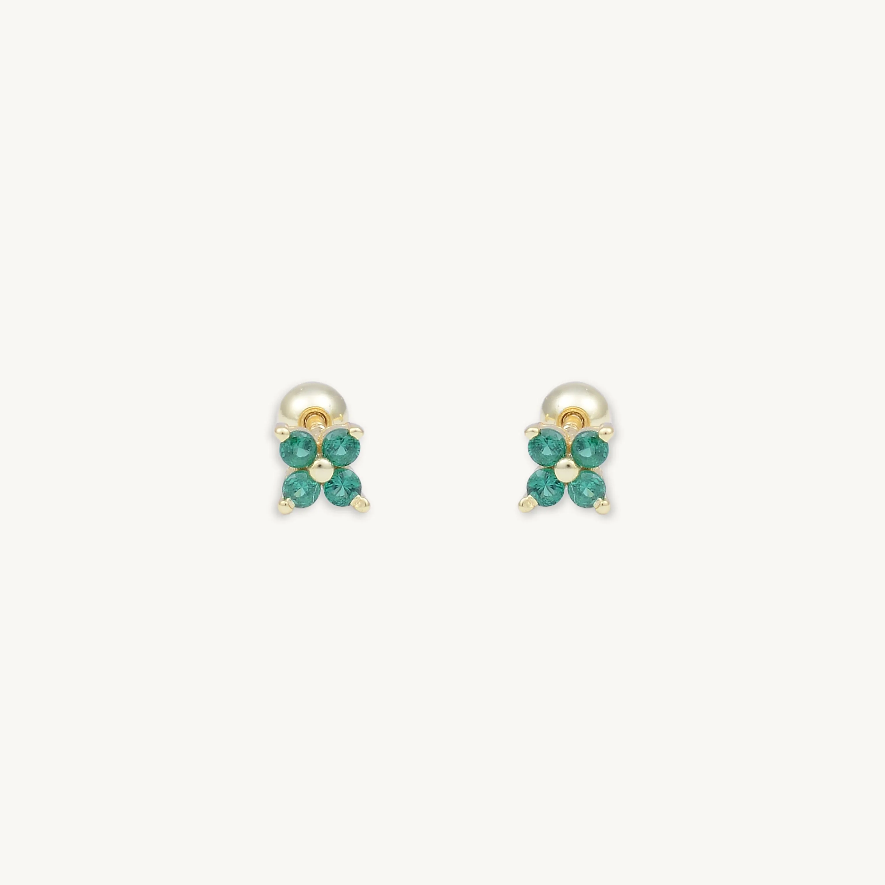 Emerald Clover Barbell Cartilage Earrings