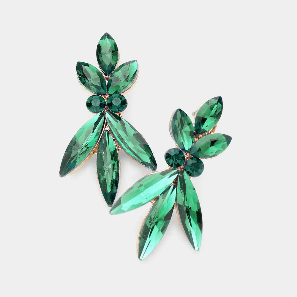 Emerald Crystal Marquise Stone Interview Earrings | Young Girls Pageant Earrings | 542249