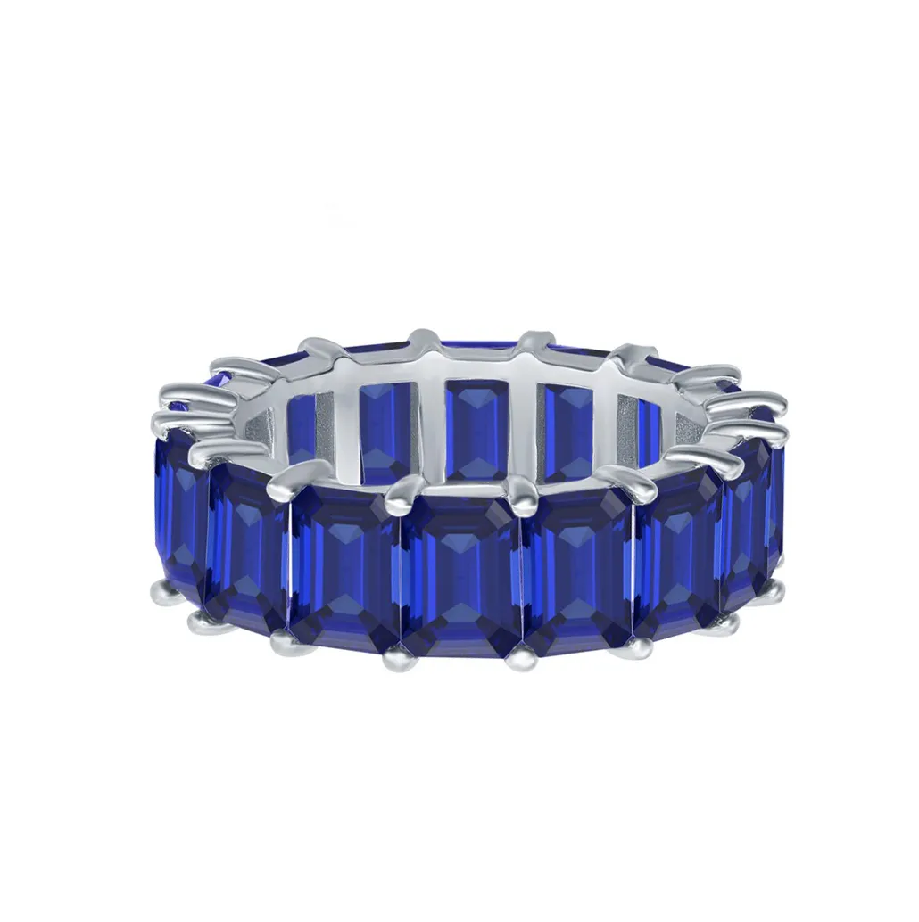 Emerald-Cut Blue Sapphire Eternity Band