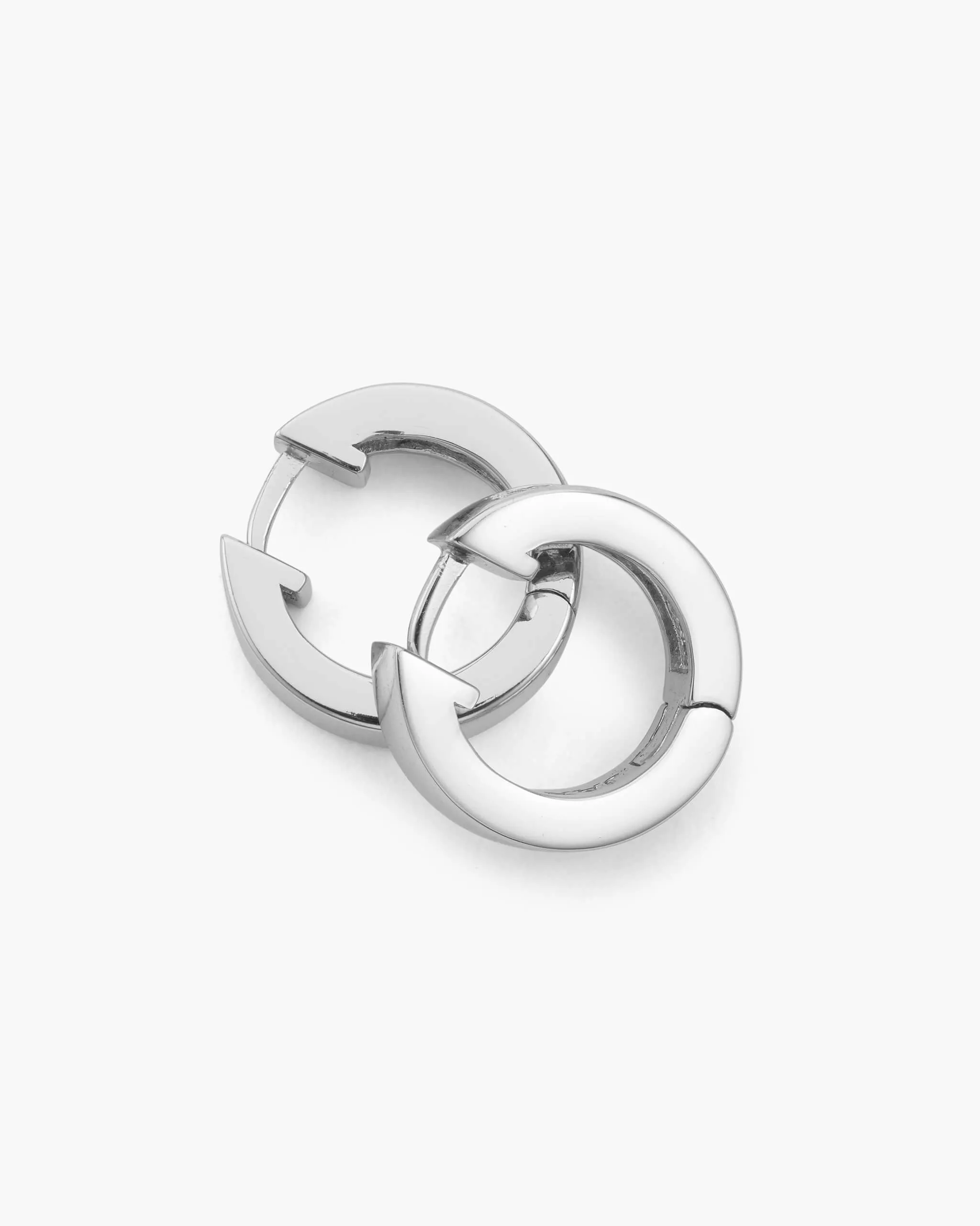 Emerald Cut Inset Hoop Earrings - Silver