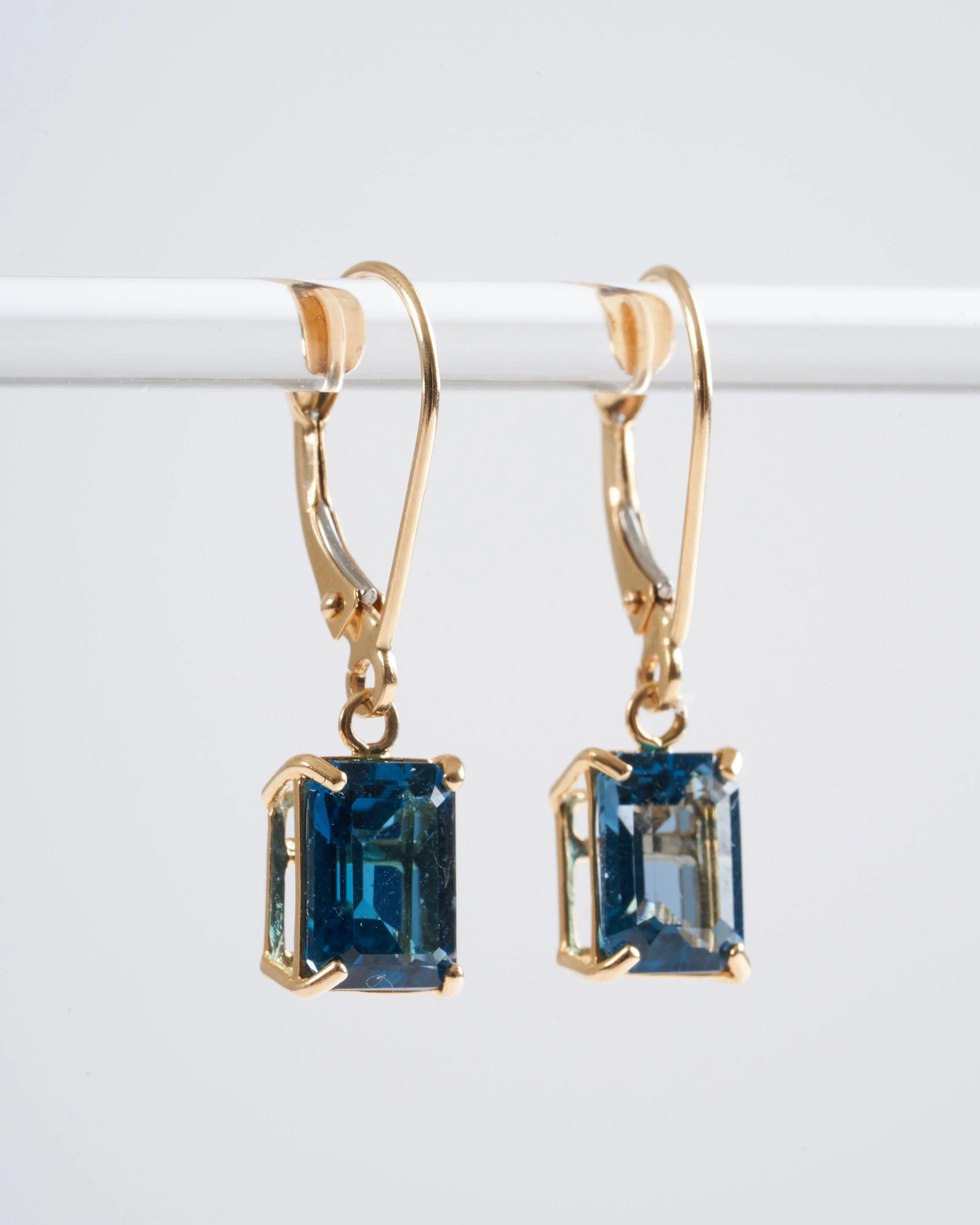emerald cut london blue topaz earrings - blue