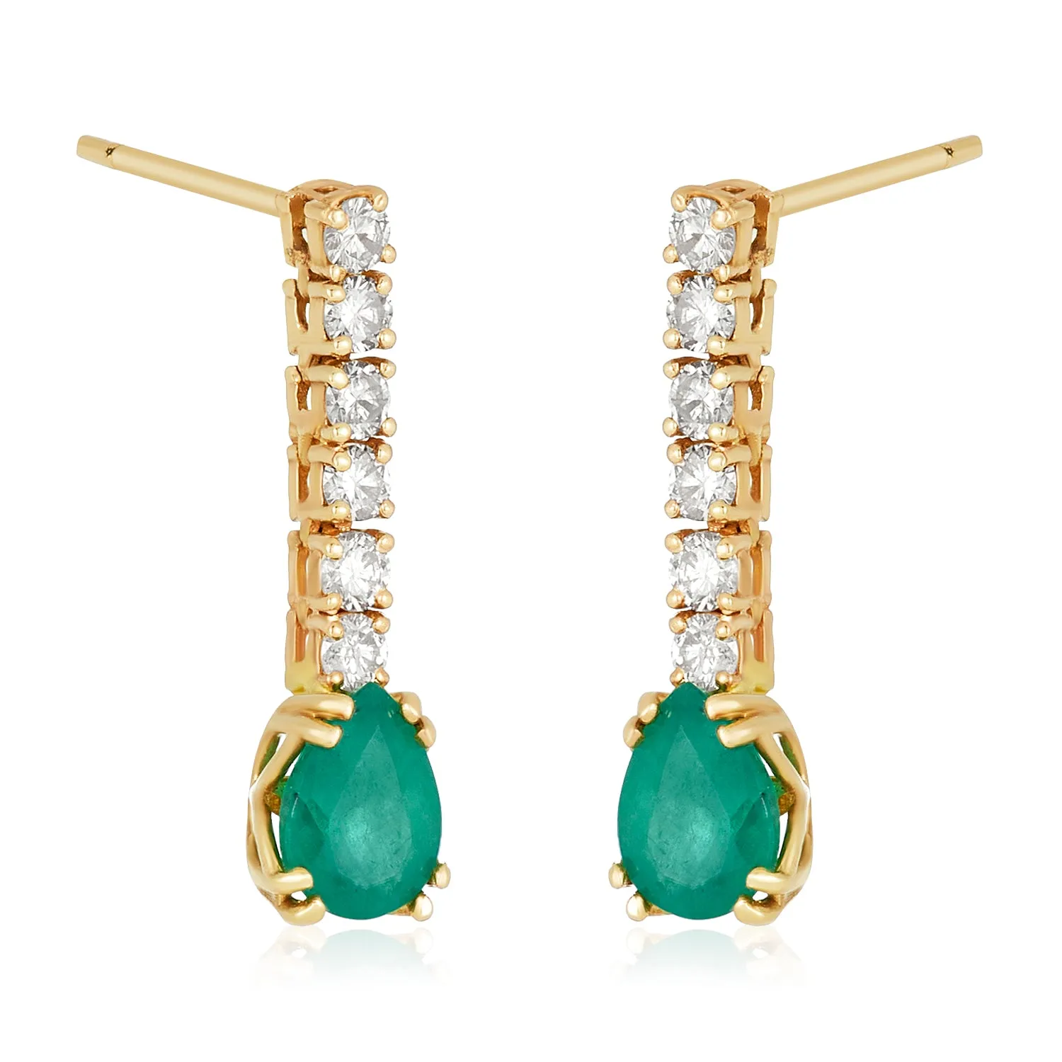 Emerald Diamond Ribbon Earrings in 14k
