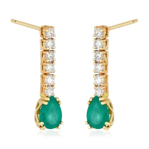Emerald Diamond Ribbon Earrings in 14k