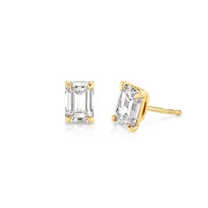 Emerald Diamond Stud Earrings
