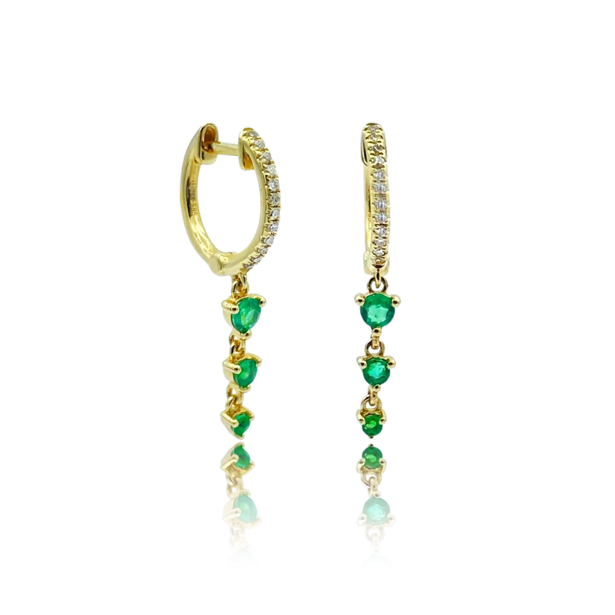 Emerald Drop Diamond Huggies