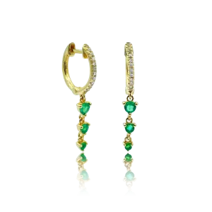 Emerald Drop Diamond Huggies