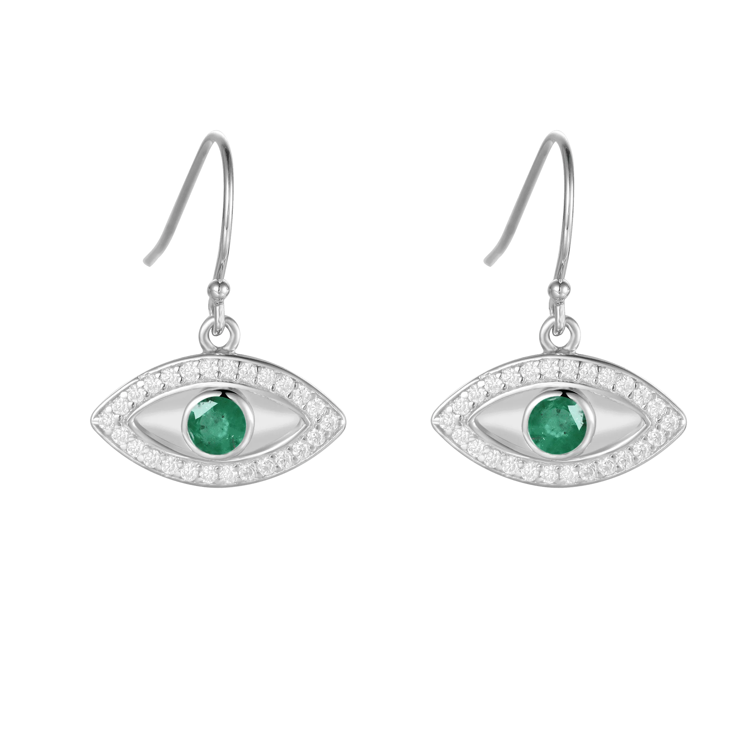 Emerald Evil Eye Earrings