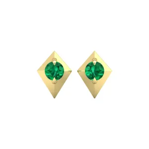 Emerald Geometric Stud Earrings