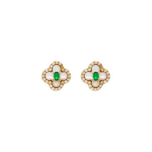 Emerald Green CZ Clover Stud Earring