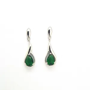 Emerald Green CZ drop earrings 37281