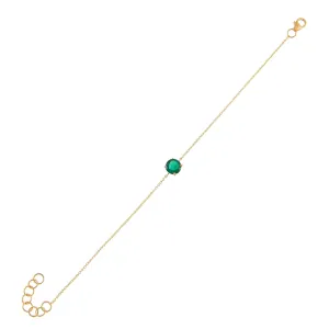 Emerald Green Solitaire Bracelet 14K