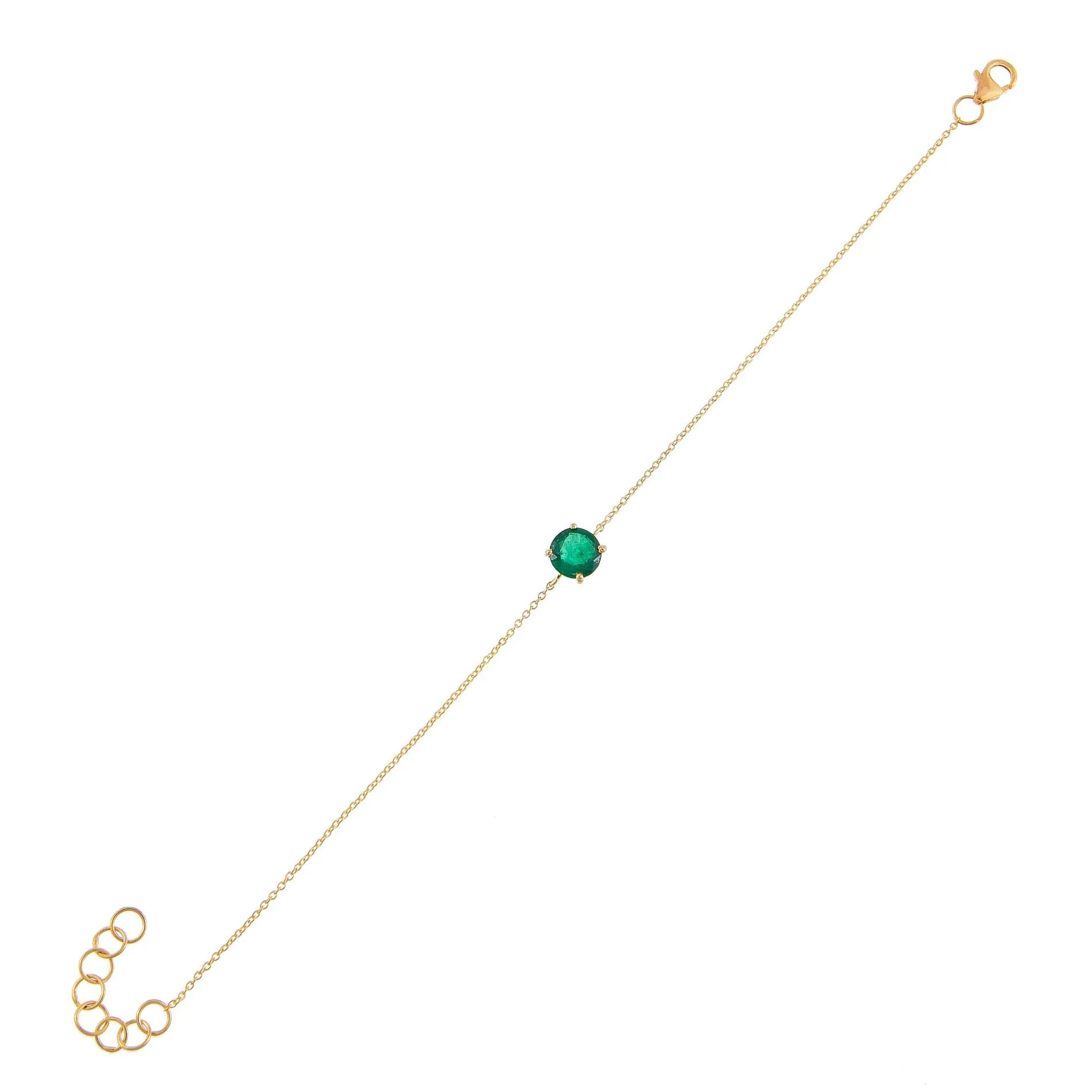 Emerald Green Solitaire Bracelet 14K