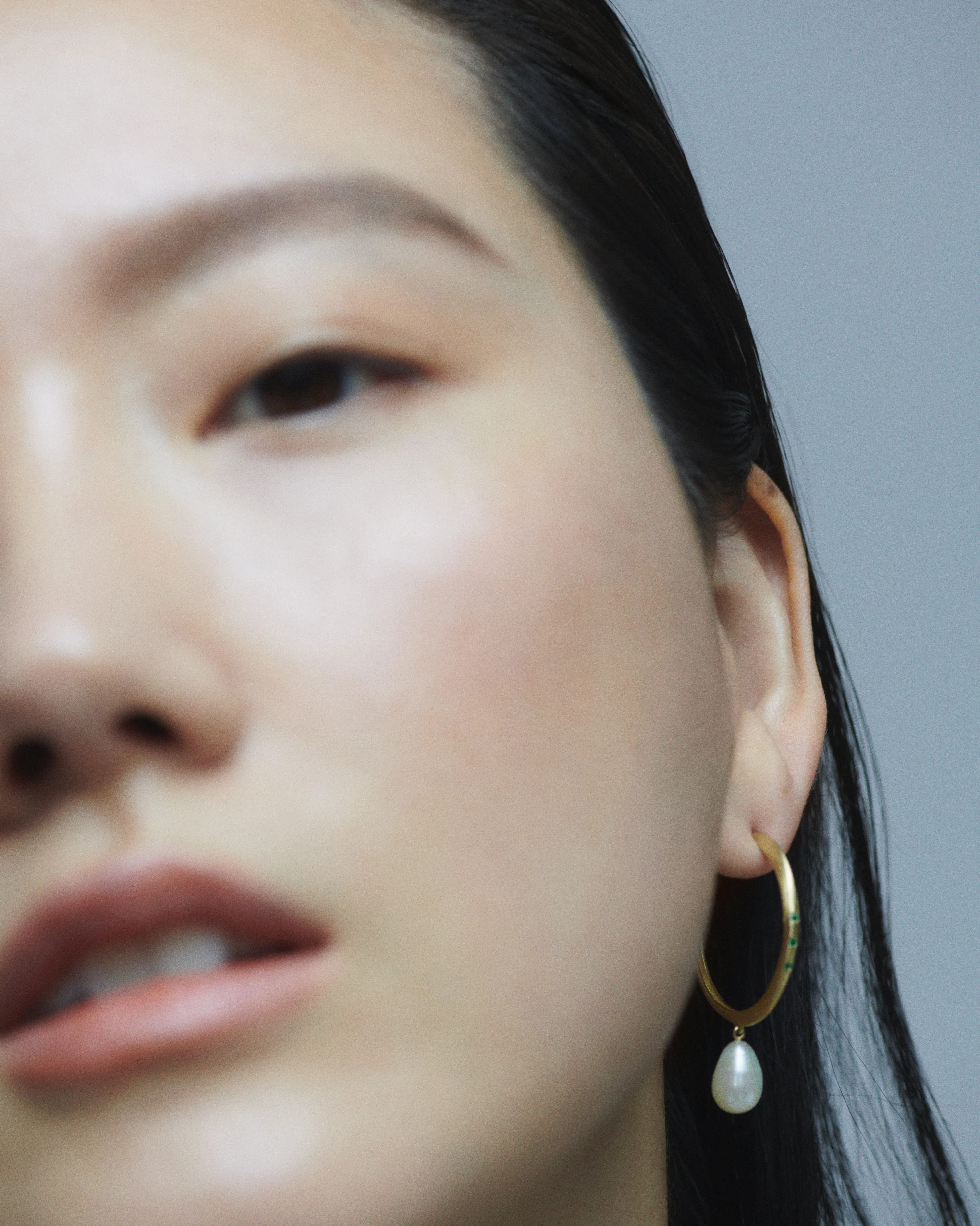 Emerald Halo Hoops with Pearl Drops