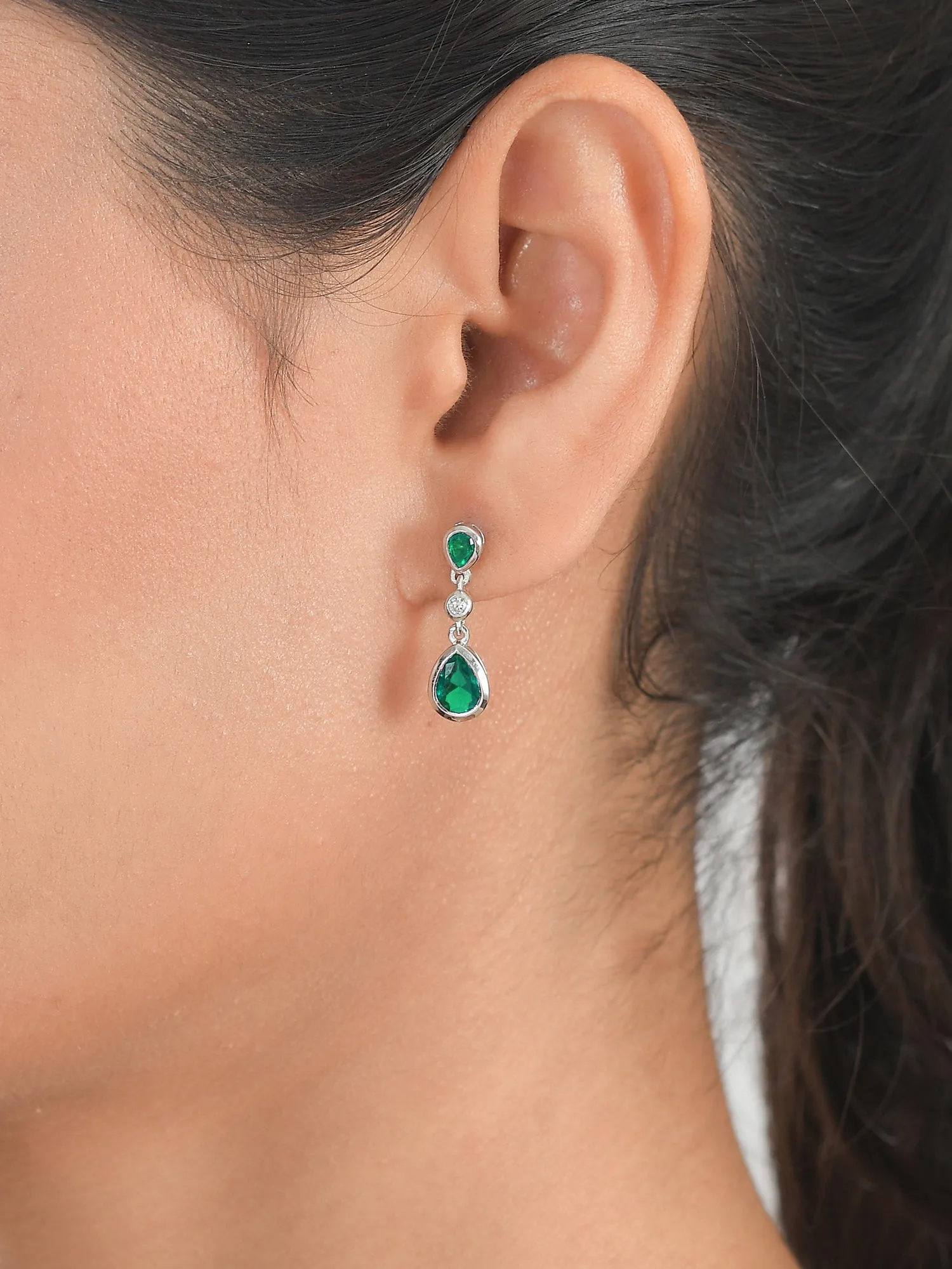Emerald Look Drop Earrings