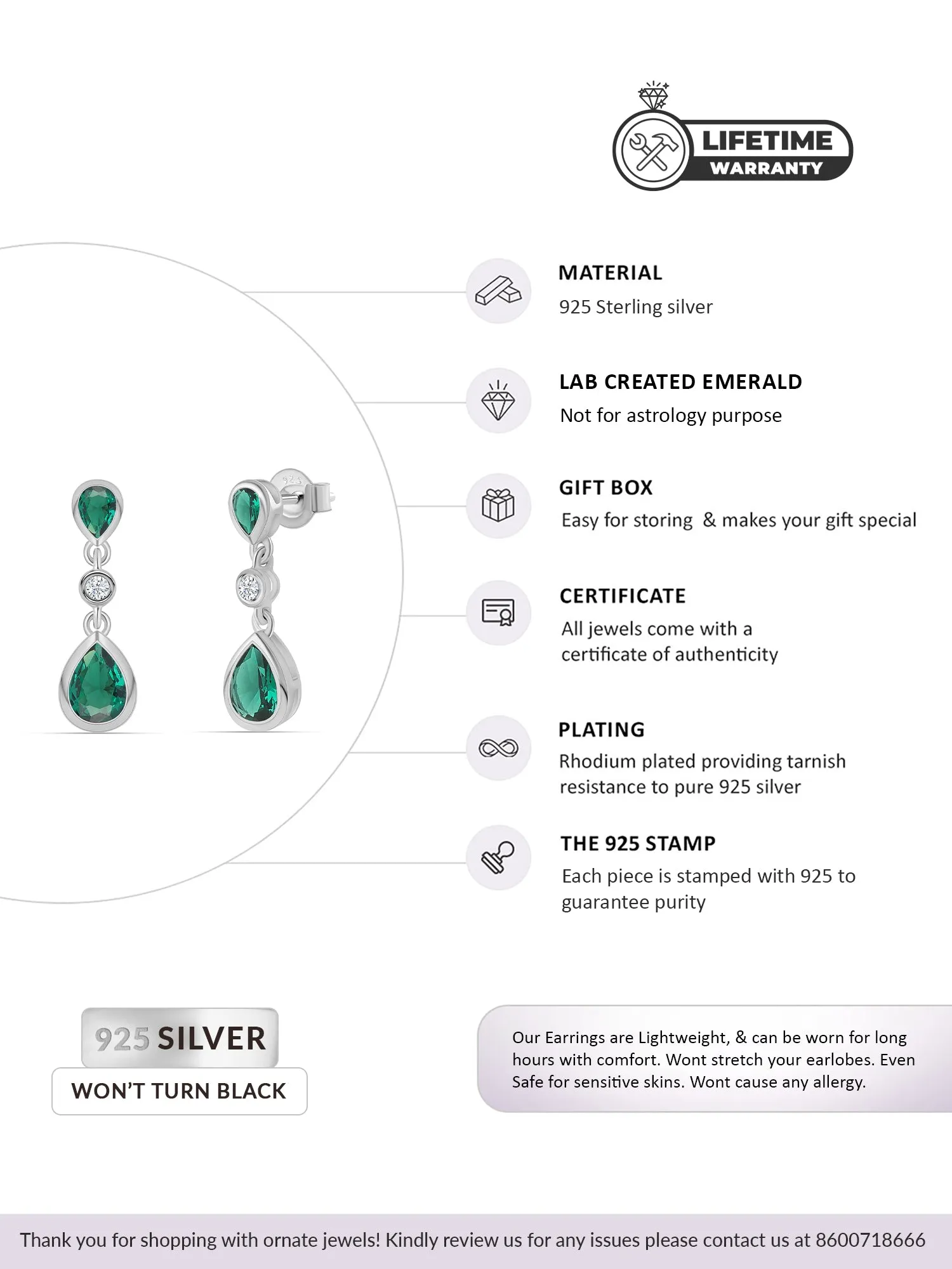 Emerald Look Drop Earrings