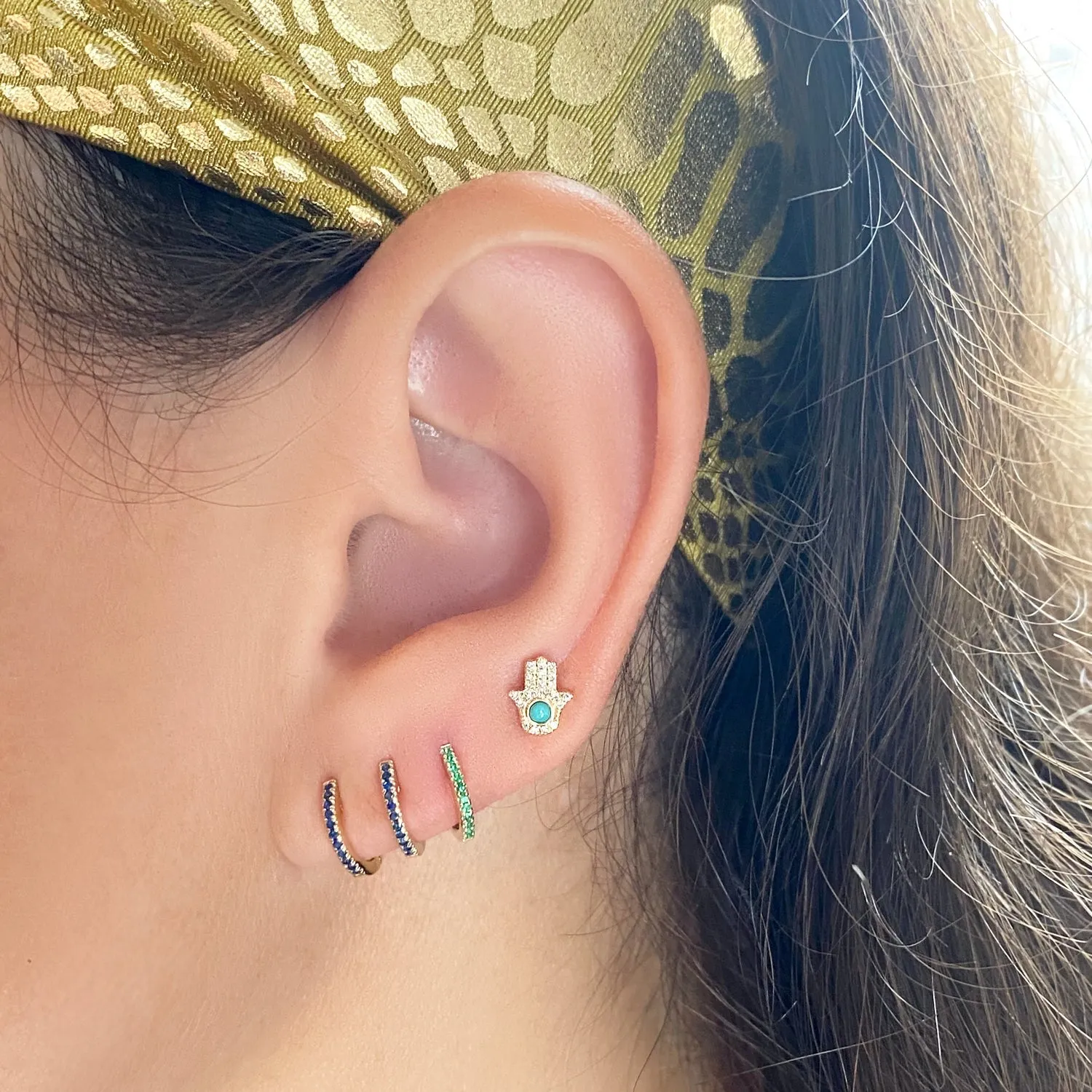 Emerald Mini Huggie Earrings