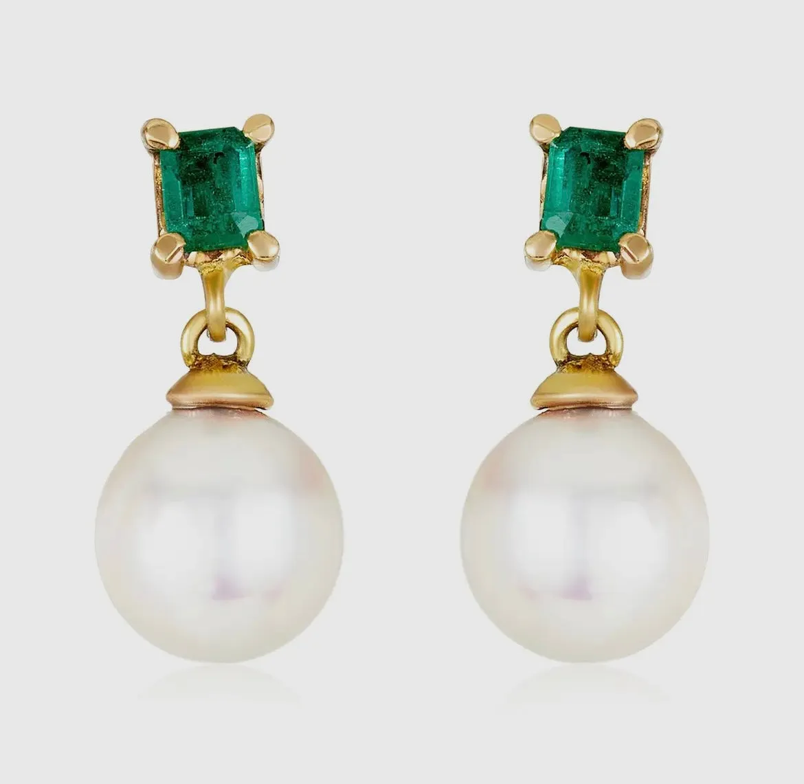 Emerald Pearl Drop Earrings