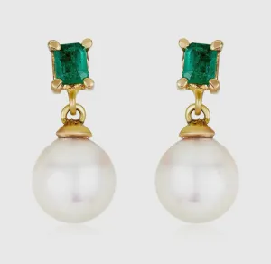 Emerald Pearl Drop Earrings