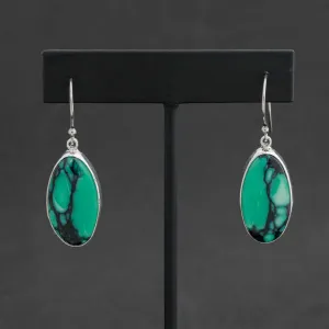 Emerald Rose Variscite Dangle Earrings