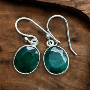 Emerald Solid 925 Sterling Silver Earrings