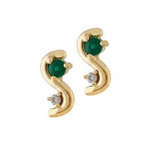 Emerald Squiggle Studs