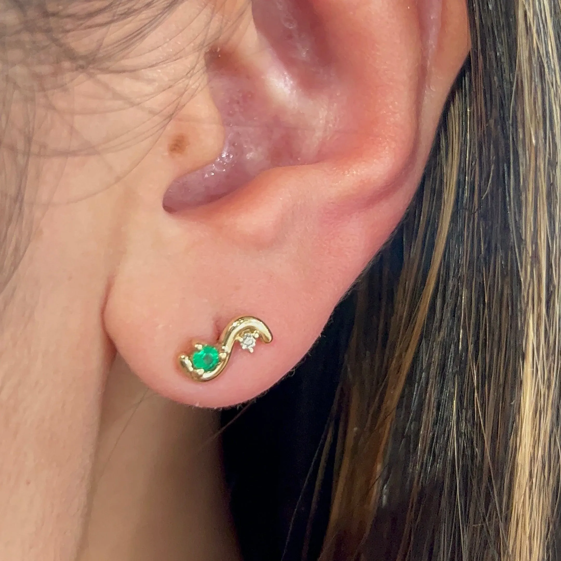 Emerald Squiggle Studs