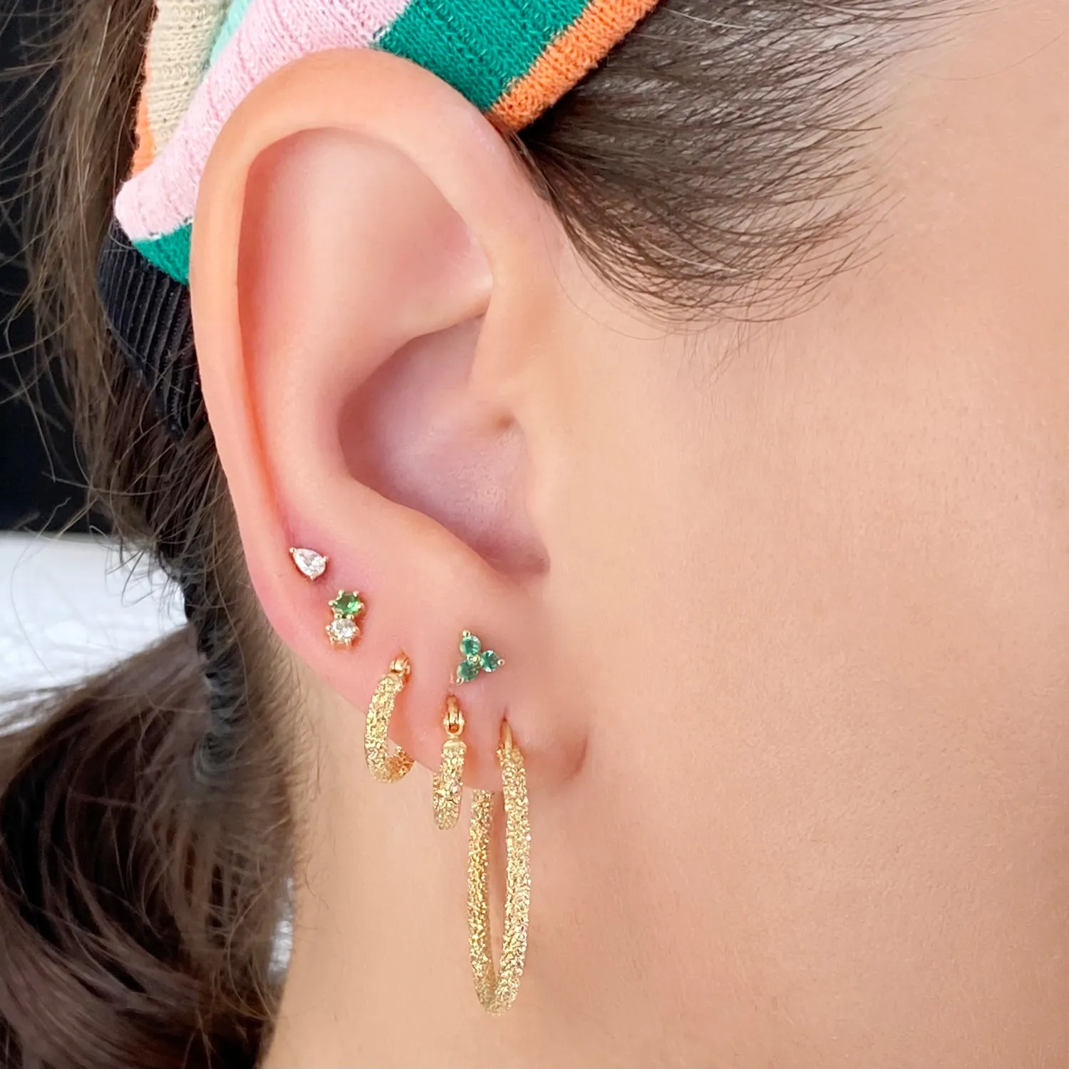 Emerald Trinity Post Earring