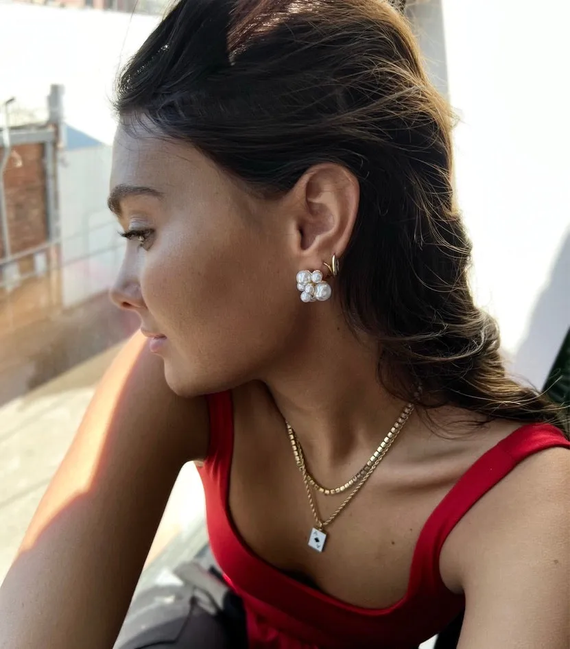 Emryn Pearl Cluster Statement Studs