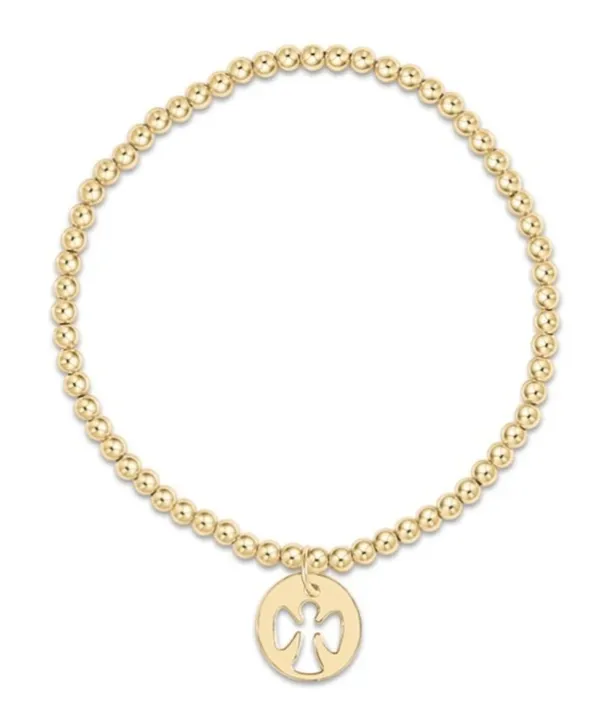 ENewton Classic Gold 3mm Bead Bracelet Guardian Angel Charm
