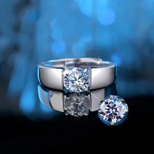 Engagement Ring Custom Name Ring with Mossanite Personalized Matching Rings