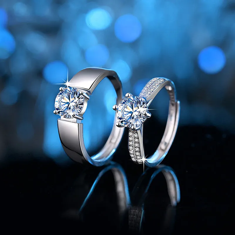 Engagement Ring Custom Name Ring with Mossanite Personalized Matching Rings